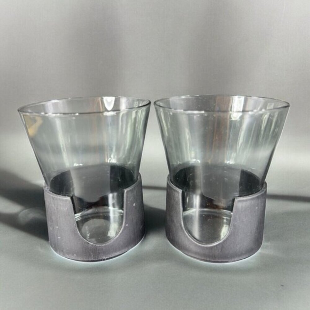 1970s MCM Retro‎ Glas Snap by Corning Black Smokey Gray Glasses Vintage Mugs 2